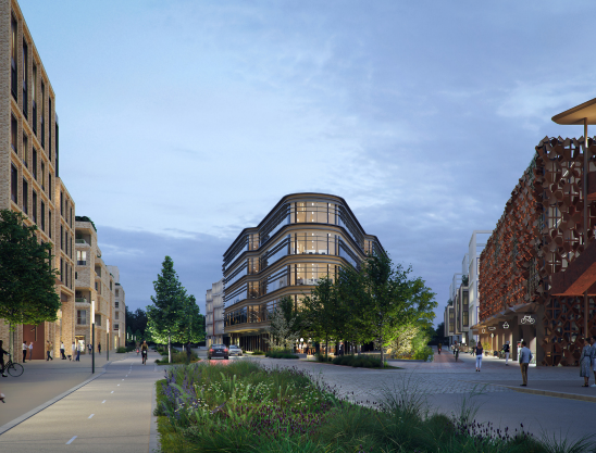 CGI of Cambridge North development, a mix of office and laboratory space