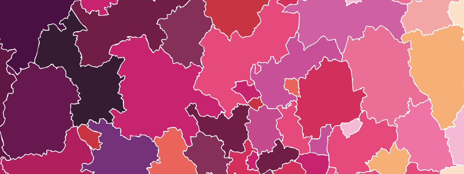 Stylised county boundaries graphic